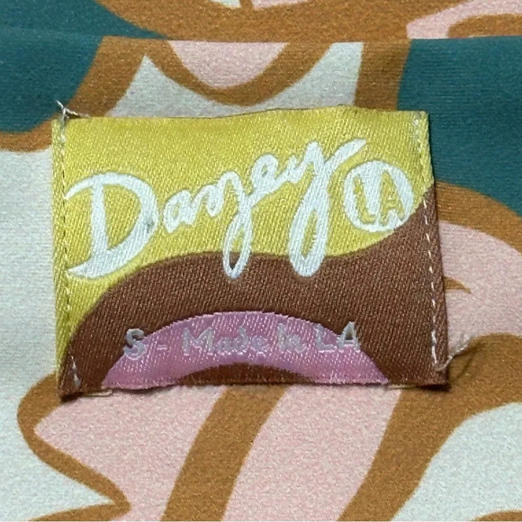 Dazey LA Anthropologie Activewear Sports Bra Green Peach Size Small - Picture 4 of 9